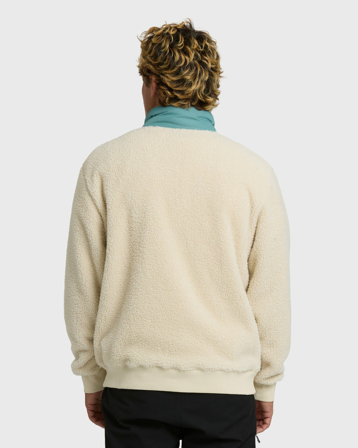Billabong Men's Boundary Peak Mock Neck Sherpa Fleece - Oatmeal