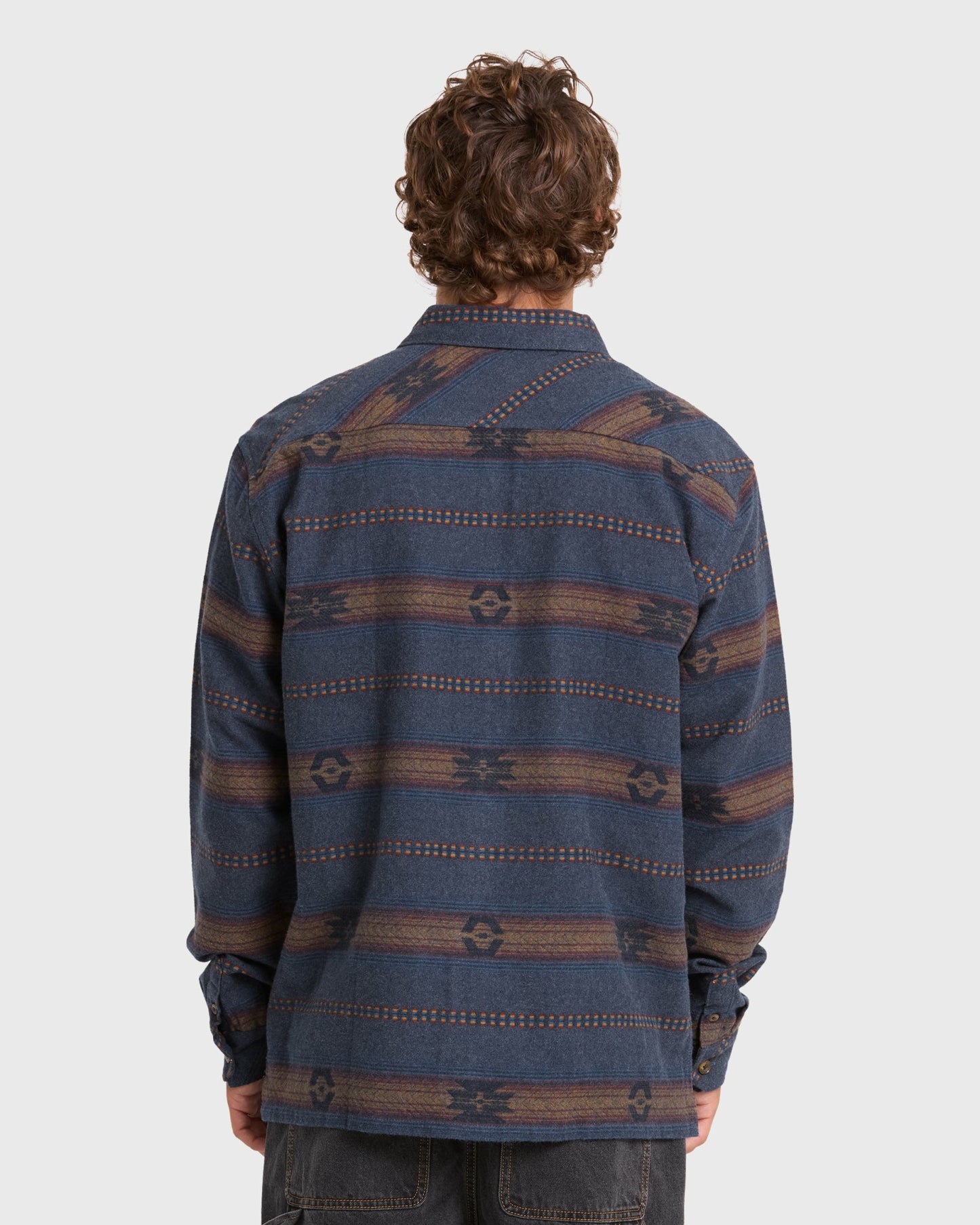 Billabong Men's Offshore Jacquard Long Sleeve Flannel Shirt - True Navy