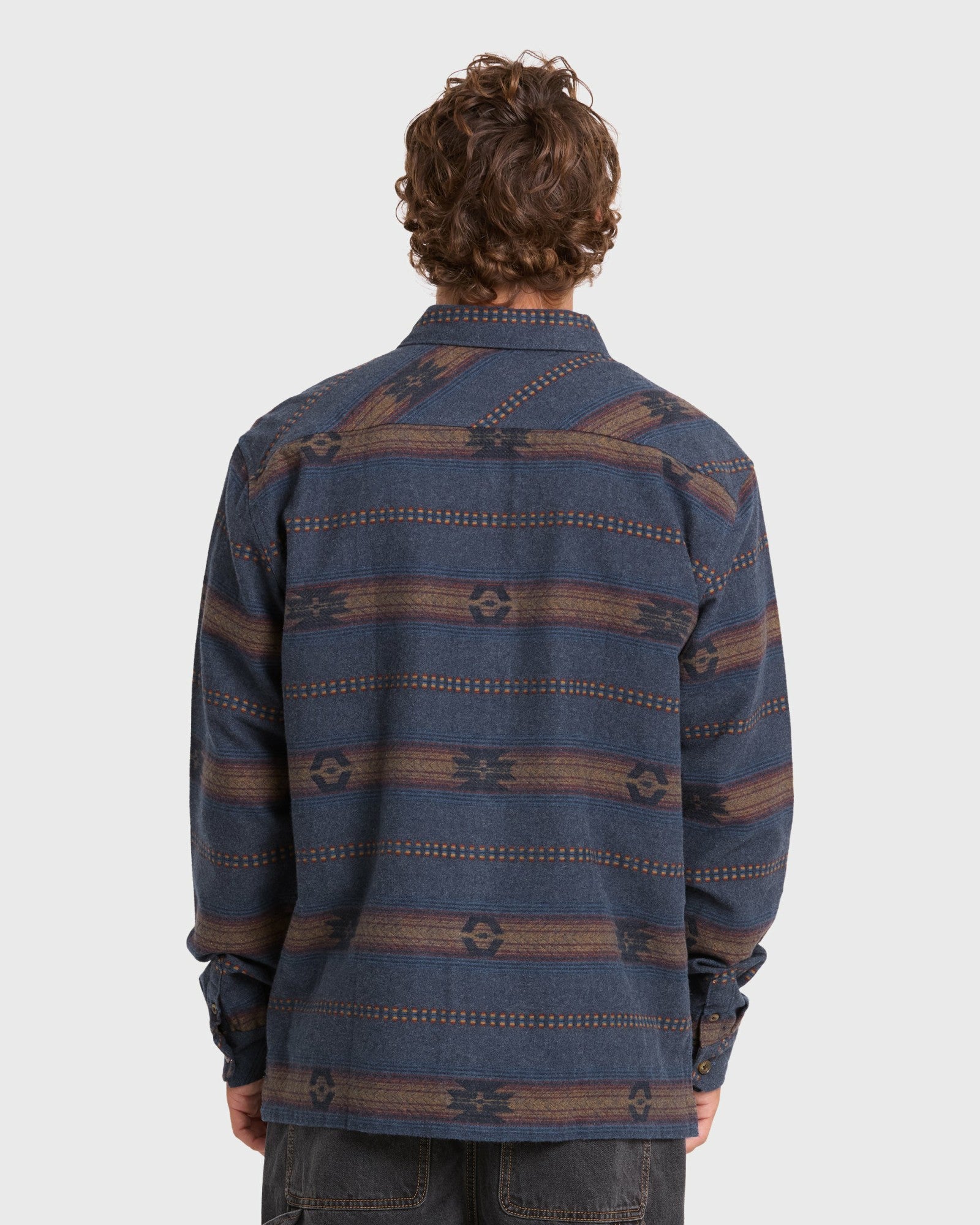 Billabong Men's Offshore Jacquard Long Sleeve Flannel Shirt - True Navy