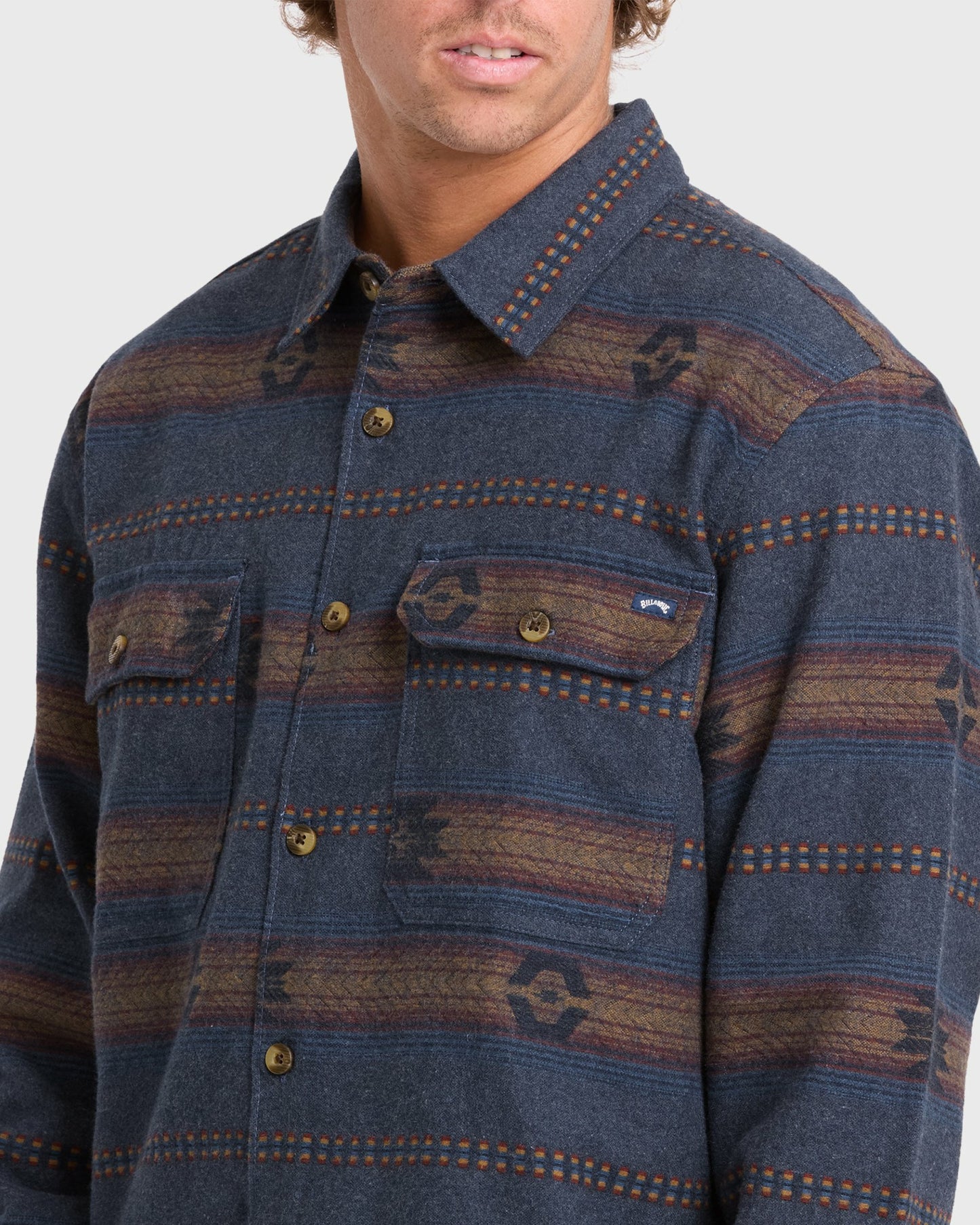 Billabong Men's Offshore Jacquard Long Sleeve Flannel Shirt - True Navy