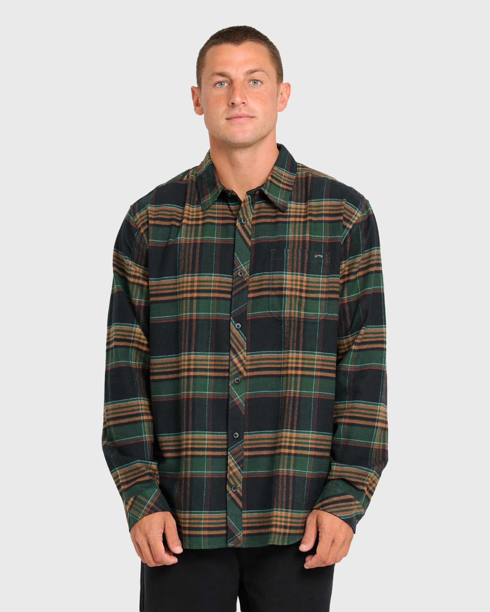 Billabong Men's Coastline Long Sleeve Flannel Shirt - Black