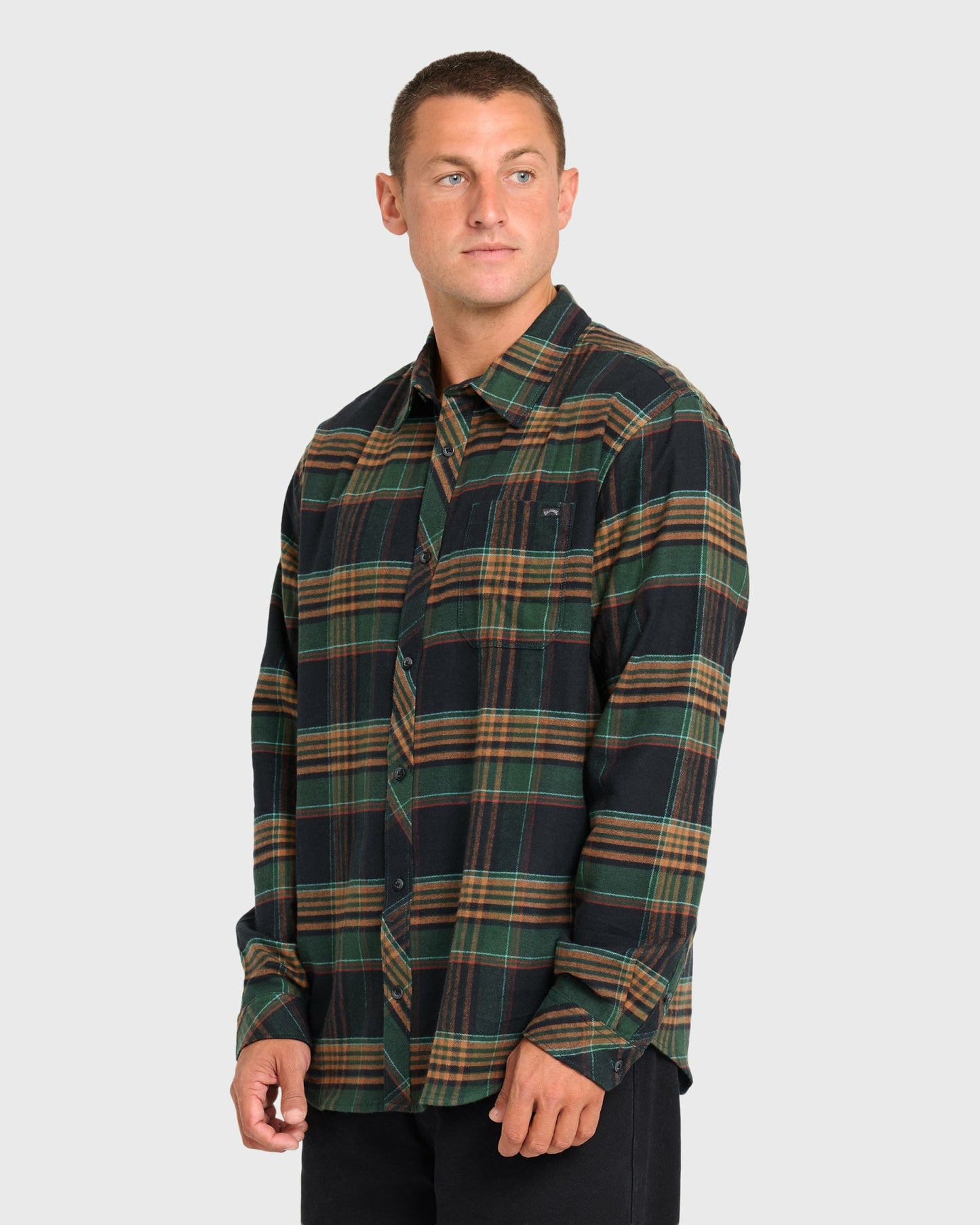 Billabong Men's Coastline Long Sleeve Flannel Shirt - Black