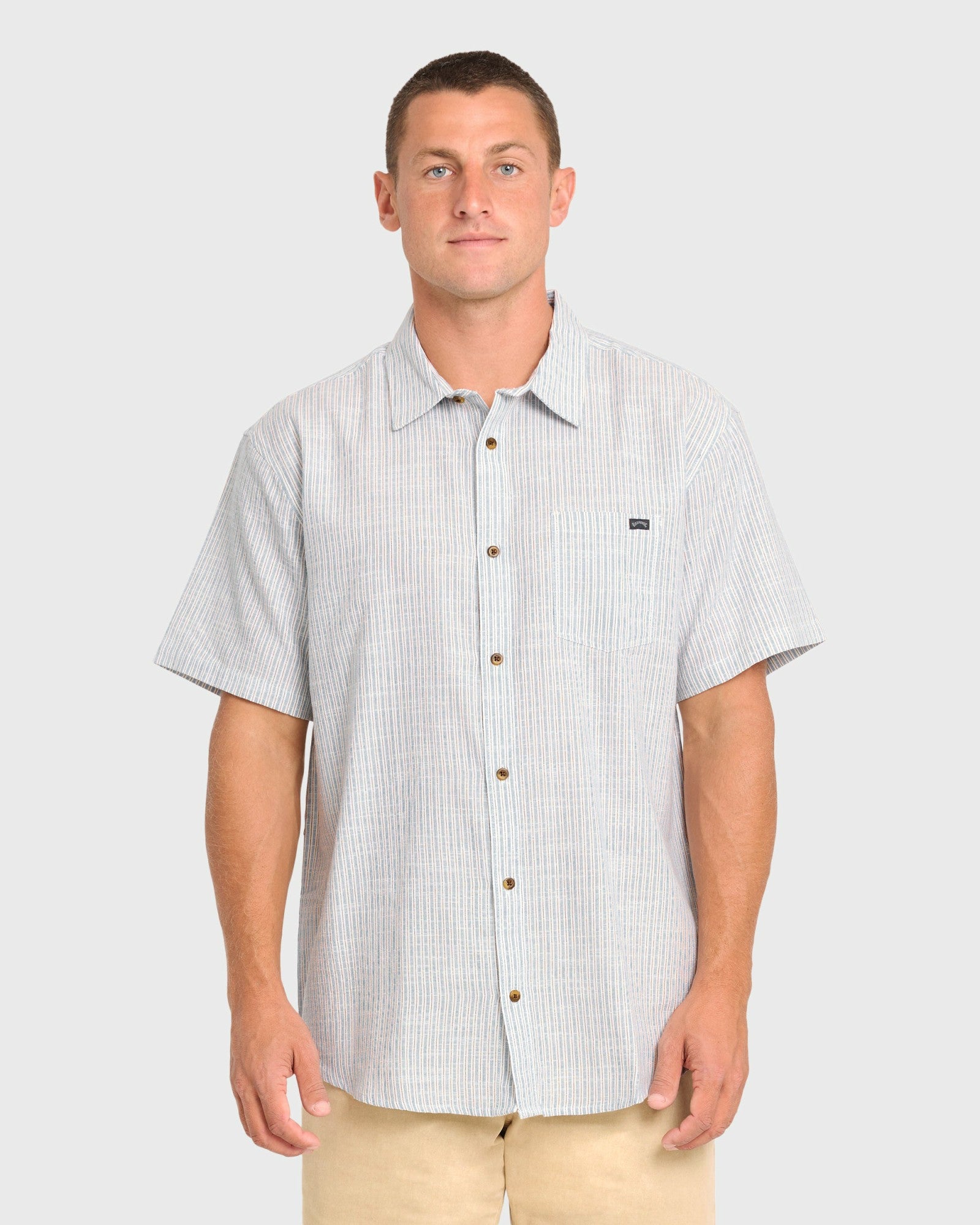 Billabong Men's All Day Stripe Short Sleeve Woven Shirt - Off White