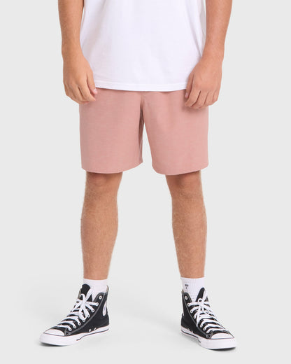Billabong Men's Crossfire Elastic Wave Washed 18\" Amphibian Hybrid Shorts - Ash Rose