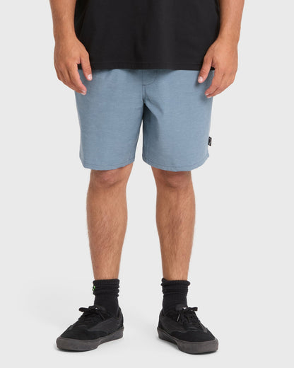 Billabong Men's Crossfire Elastic Wave Washed 18\" Amphibian Hybrid Shorts - China Blue