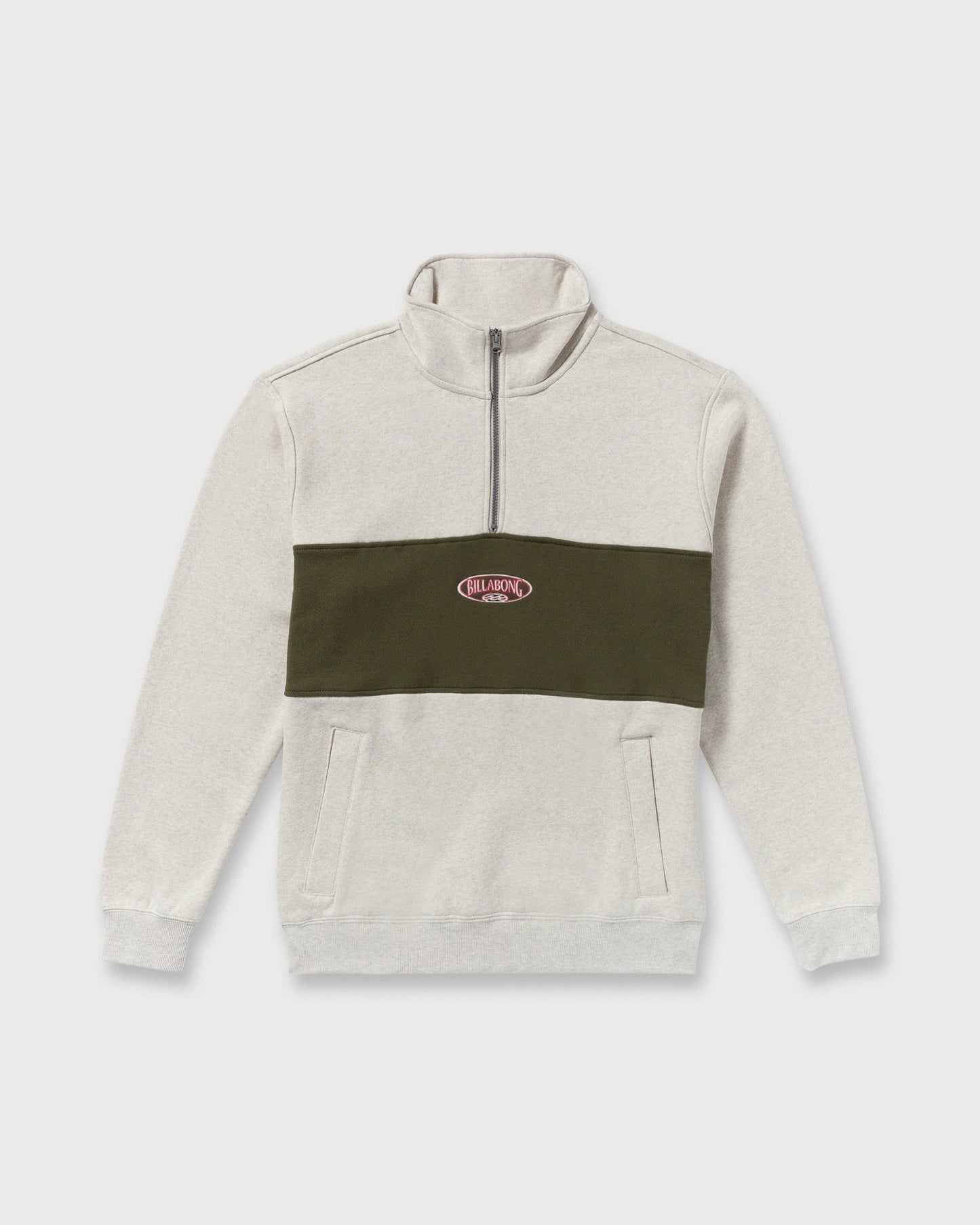 Billabong Men's Bad Dog 3\/4 Zip Mockneck Sweatshirt - Sand Htr