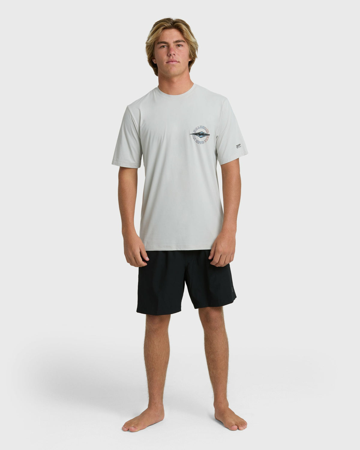 Billabong Men's Hollow Diamond Loose Fit Short Sleeve Surf Tee - Silver
