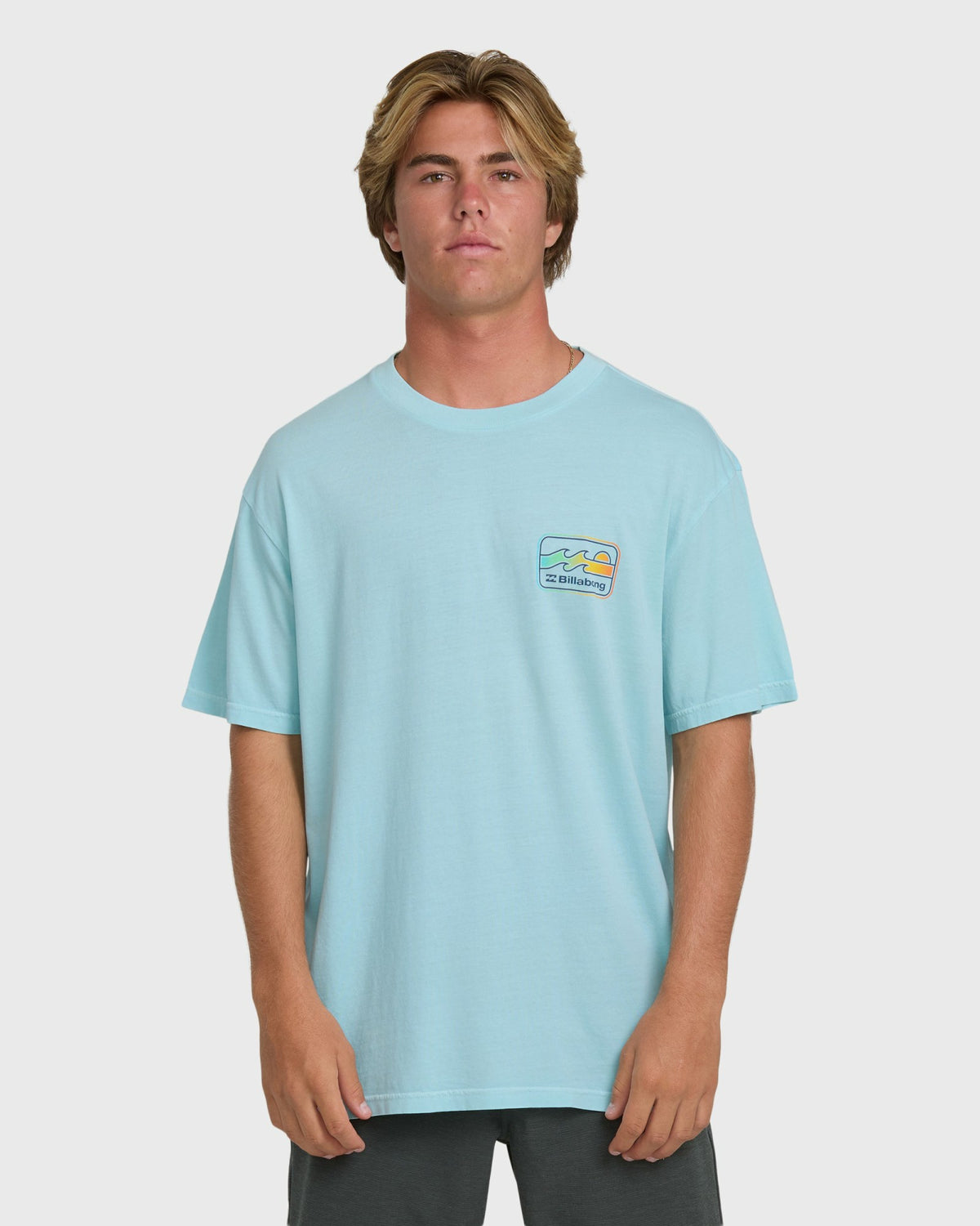 Billabong Men's Runner Wave Washed Premium Short Sleeve Cotton T-Shirt - Coastal Blue