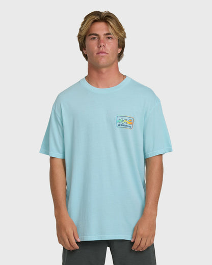 Billabong Men's Runner Wave Washed Premium Short Sleeve Cotton T-Shirt - Coastal Blue