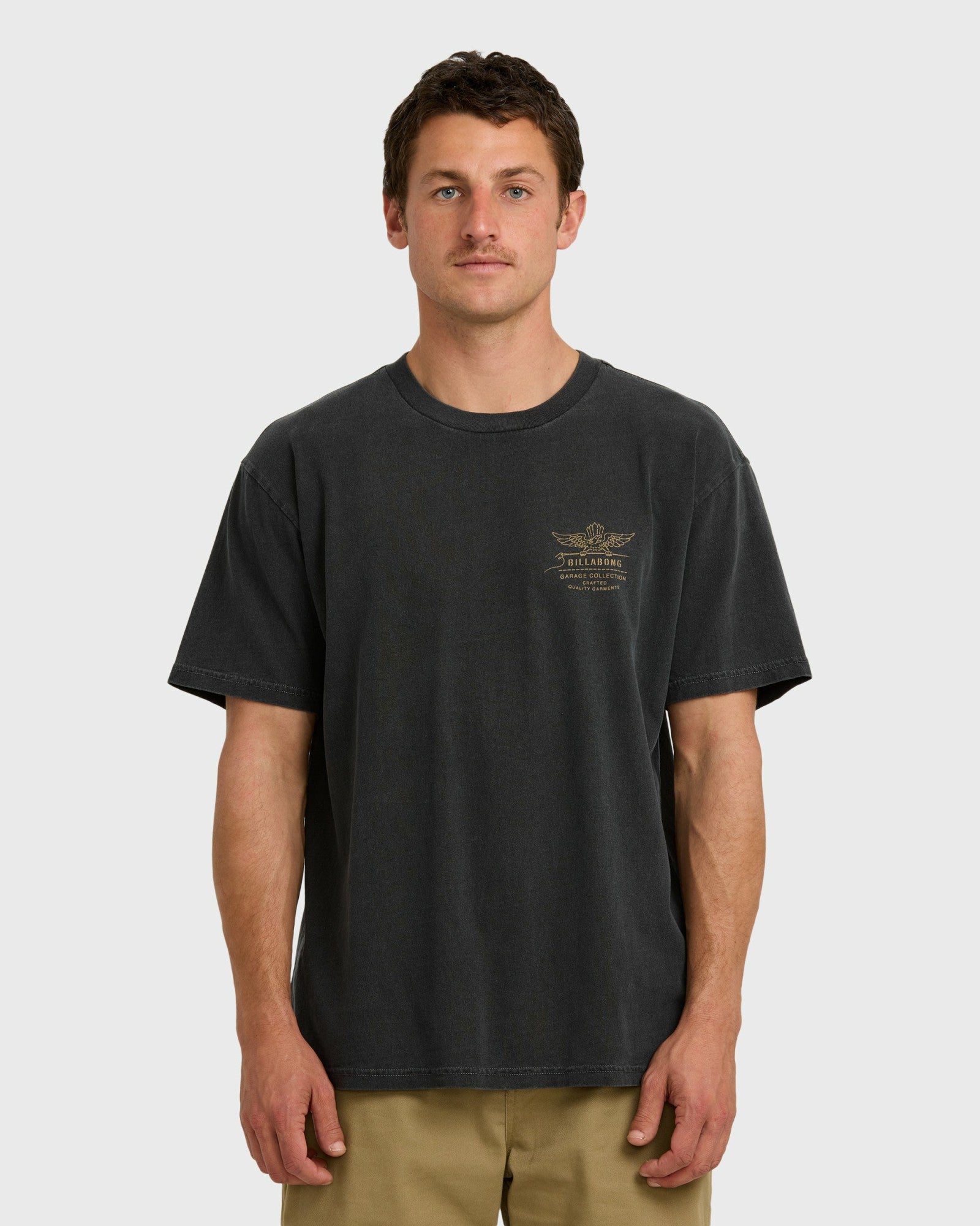Billabong Men's Wingspan Garage Regular Short Sleeve T-Shirt - Washed Black