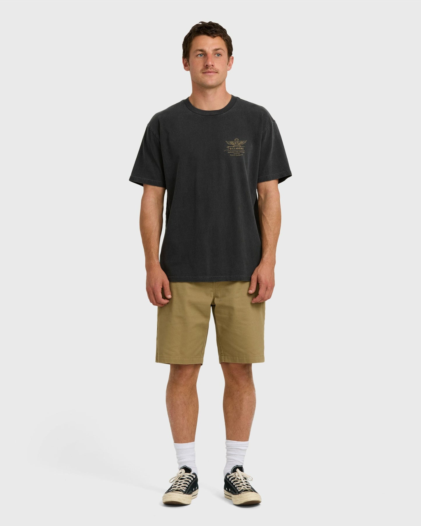 Billabong Men's Wingspan Garage Regular Short Sleeve T-Shirt - Washed Black