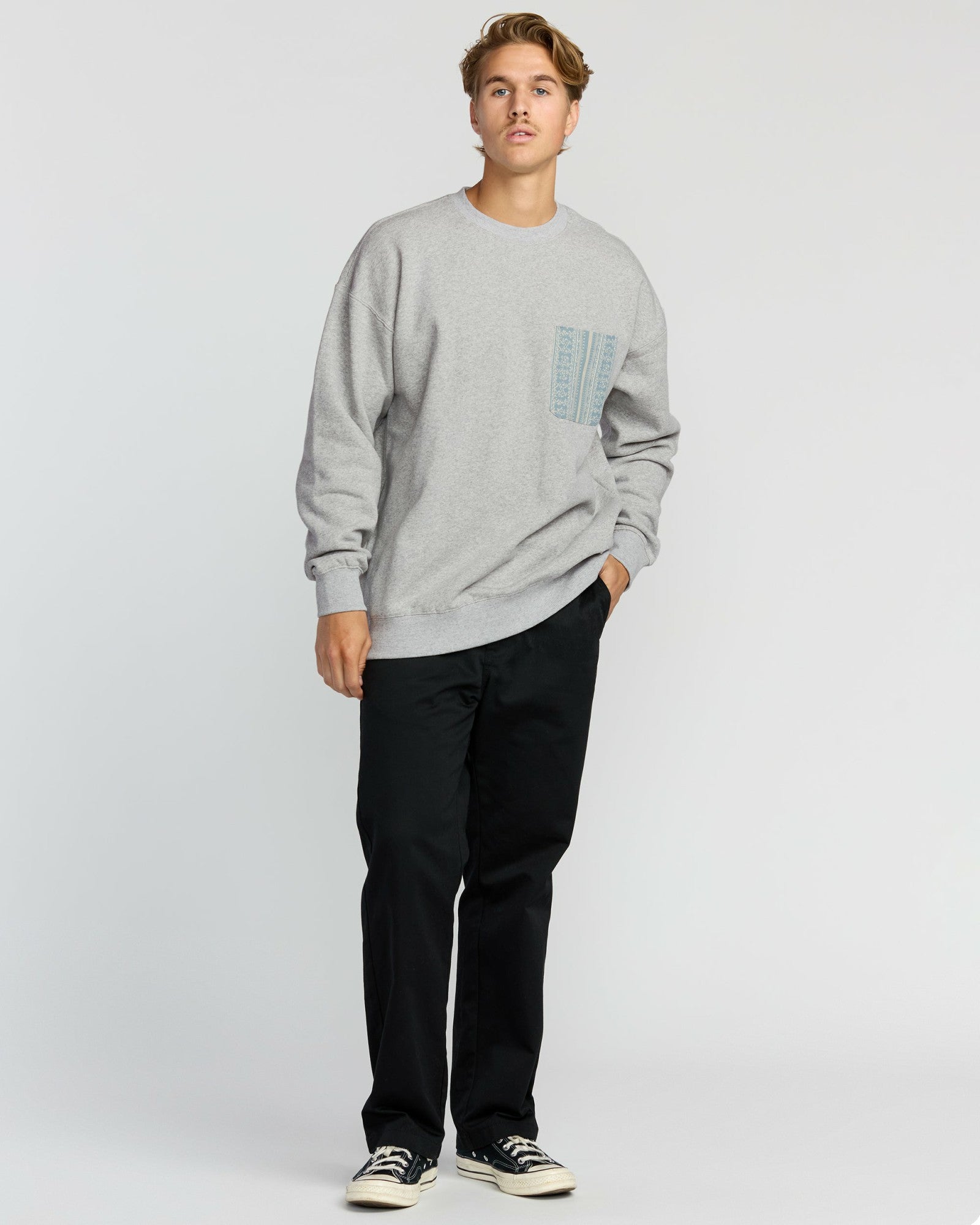 Billabong Men's Austin Garage Crew Sweatshirt - Lt Grey Htr