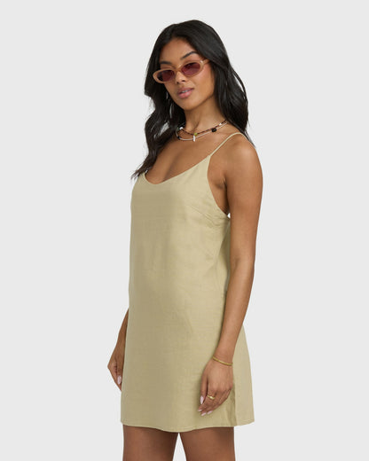 Billabong Women's Summer Love Mini Slip Dress - Green Ash