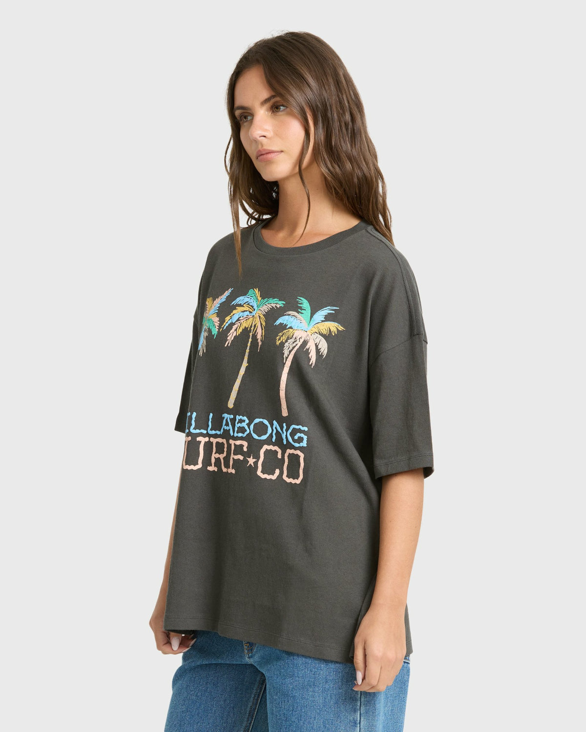 Billabong Women's Found in Paradise Short Sleeve Knit T-Shirt - Off Black