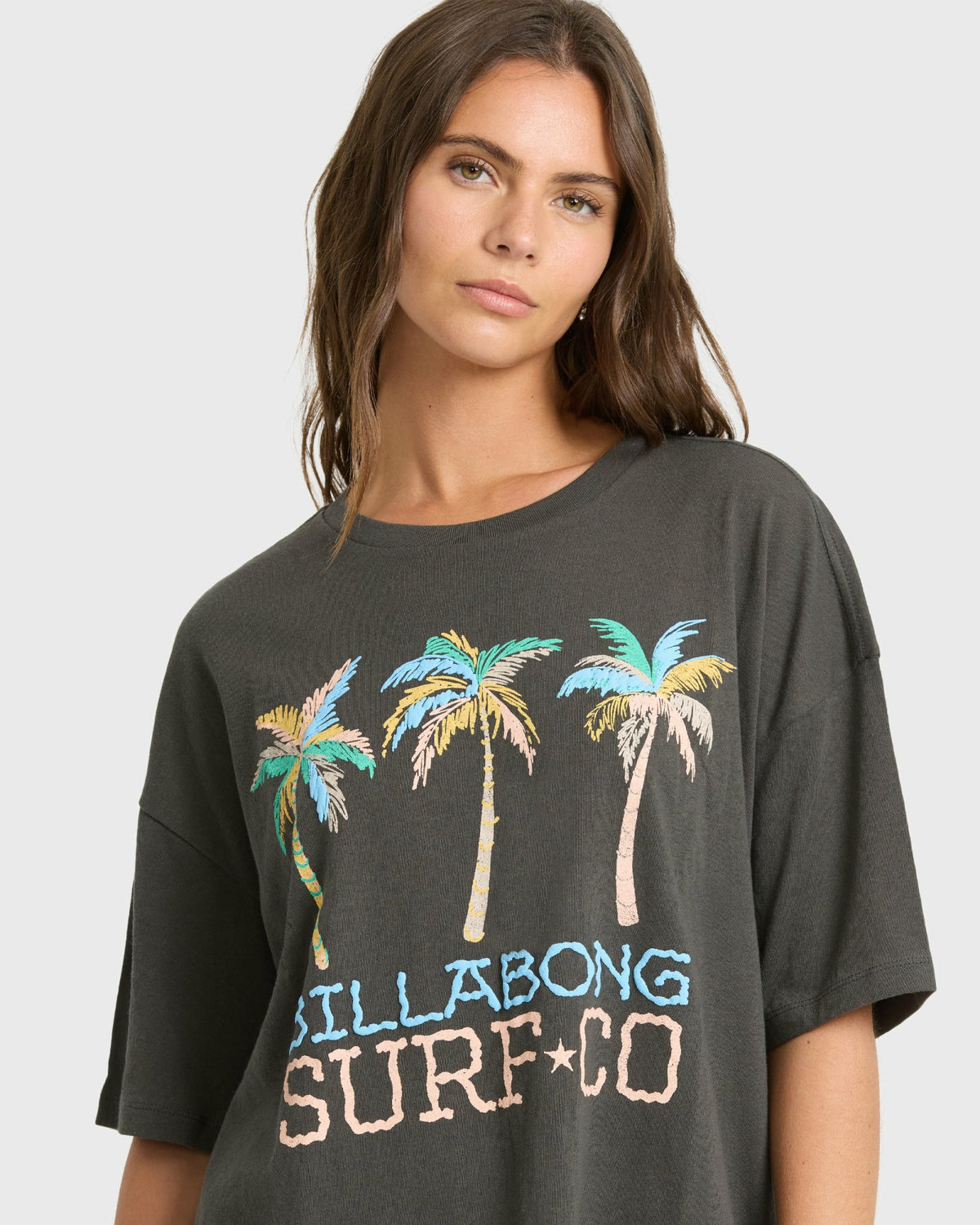 Billabong Women's Found in Paradise Short Sleeve Knit T-Shirt - Off Black
