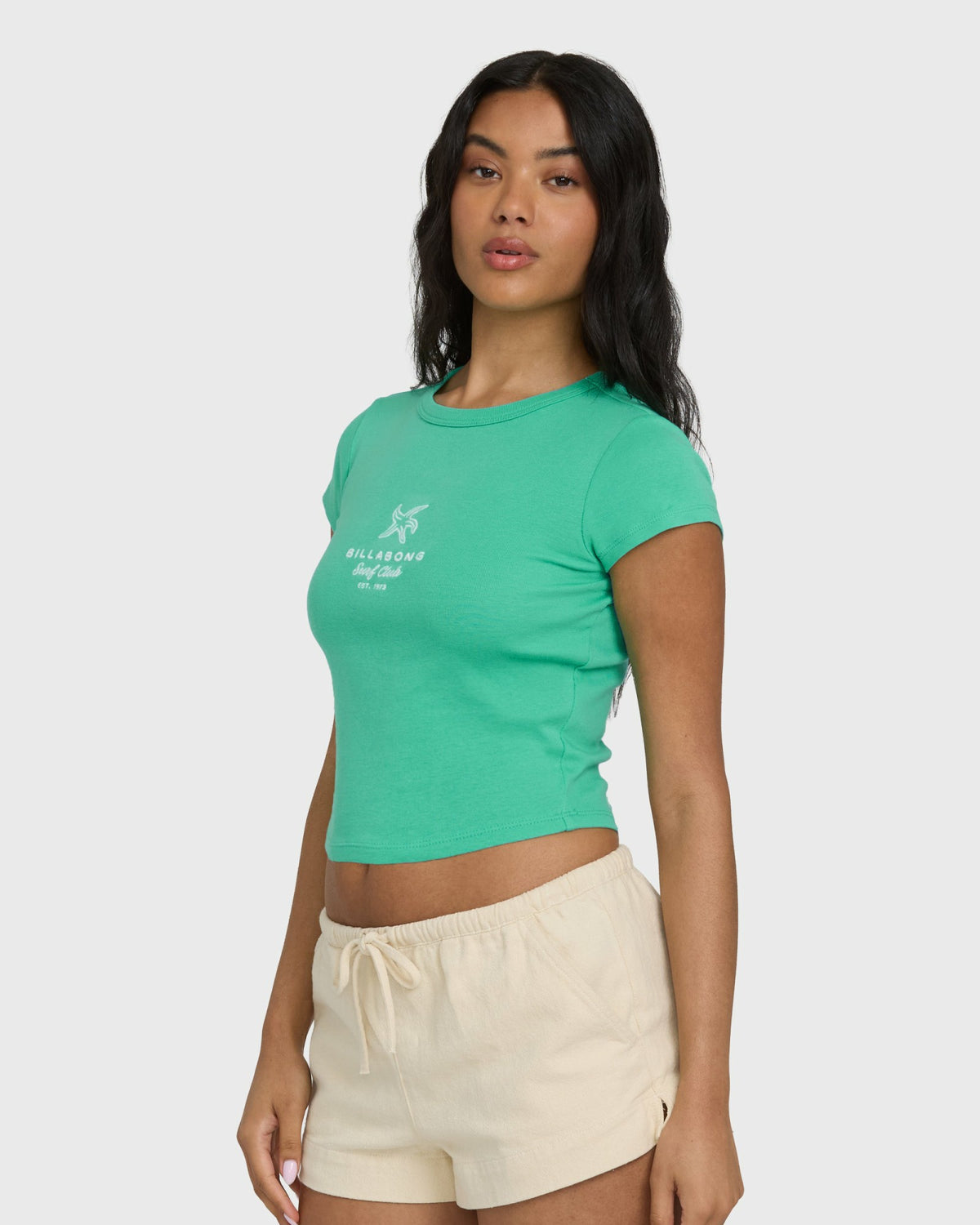 Billabong Women's Summer Icons Short Sleeve Knit T-Shirt - Green Tropics