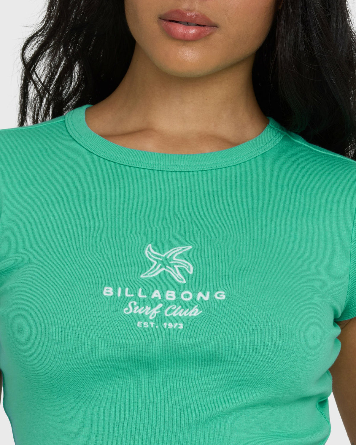 Billabong Women's Summer Icons Short Sleeve Knit T-Shirt - Green Tropics