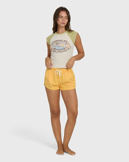 Billabong Women's Horizon Raglan Short Sleeve Knit T-Shirt - Cactus