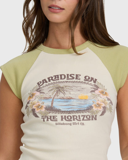 Billabong Women's Horizon Raglan Short Sleeve Knit T-Shirt - Cactus