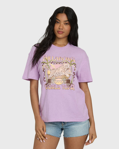 Billabong Women's Reach High Short Sleeve Knit Graphic T-Shirt - Vintage Violet