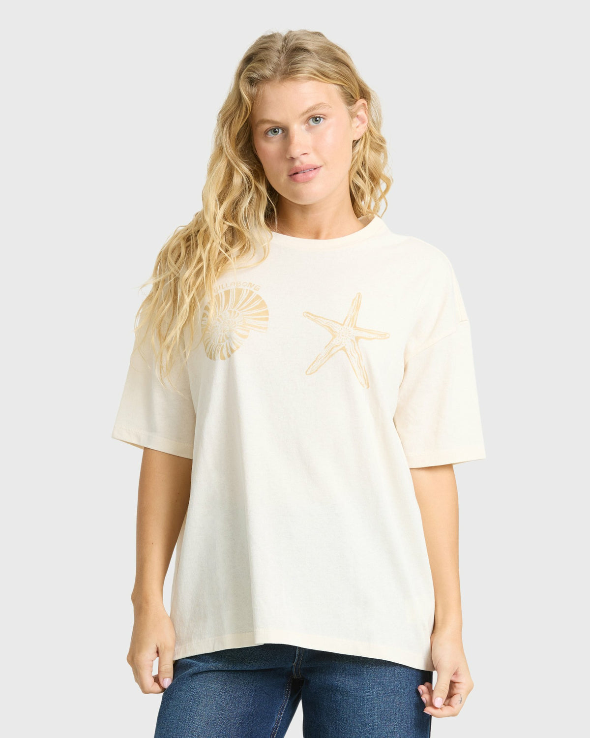 Billabong Women's In Front Of Me Short Sleeve Knit T-Shirt - White Cap