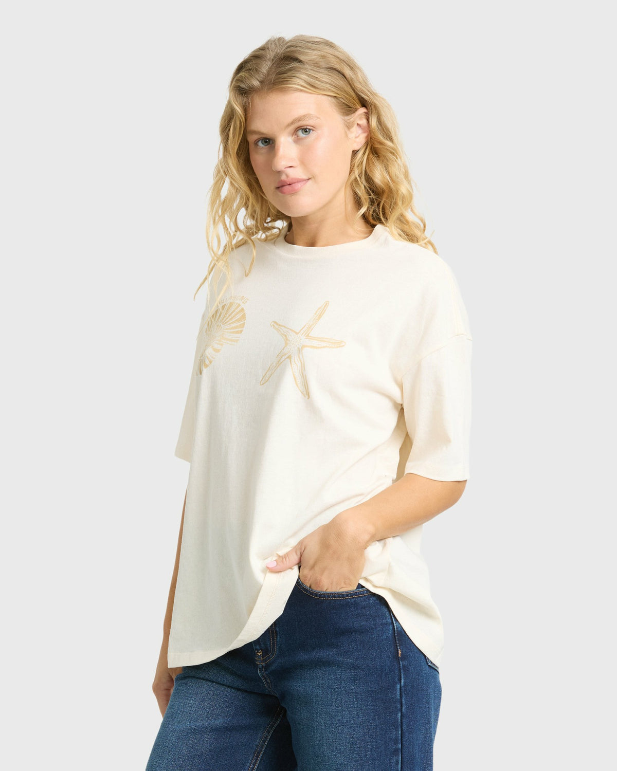 Billabong Women's In Front Of Me Short Sleeve Knit T-Shirt - White Cap