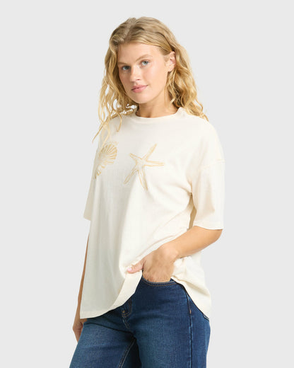 Billabong Women's In Front Of Me Short Sleeve Knit T-Shirt - White Cap