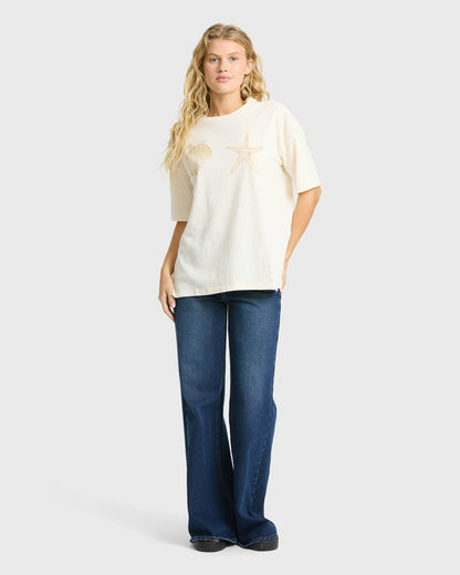 Billabong Women's In Front Of Me Short Sleeve Knit T-Shirt - White Cap