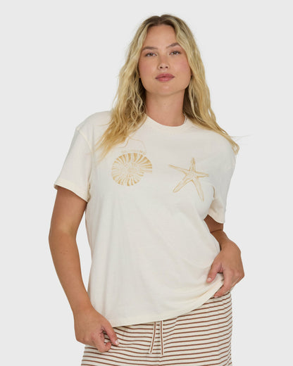 Billabong Women's In Front Of Me Short Sleeve Knit T-Shirt - White Cap