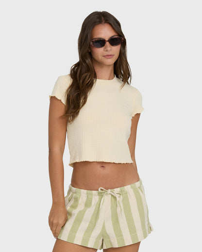 Billabong Women's Shelly Short Sleeve Knit T-Shirt - Dove