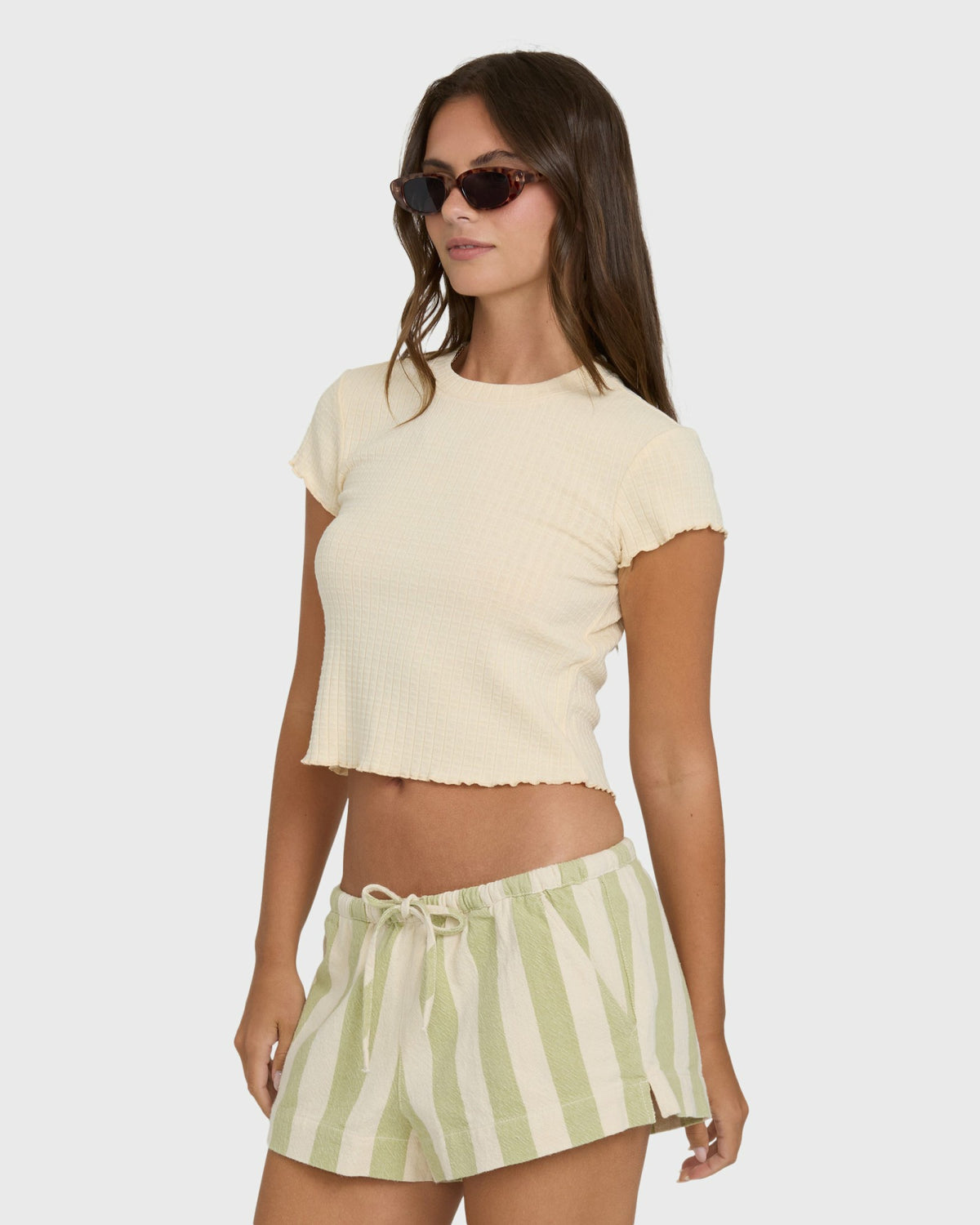 Billabong Women's Shelly Short Sleeve Knit T-Shirt - Dove