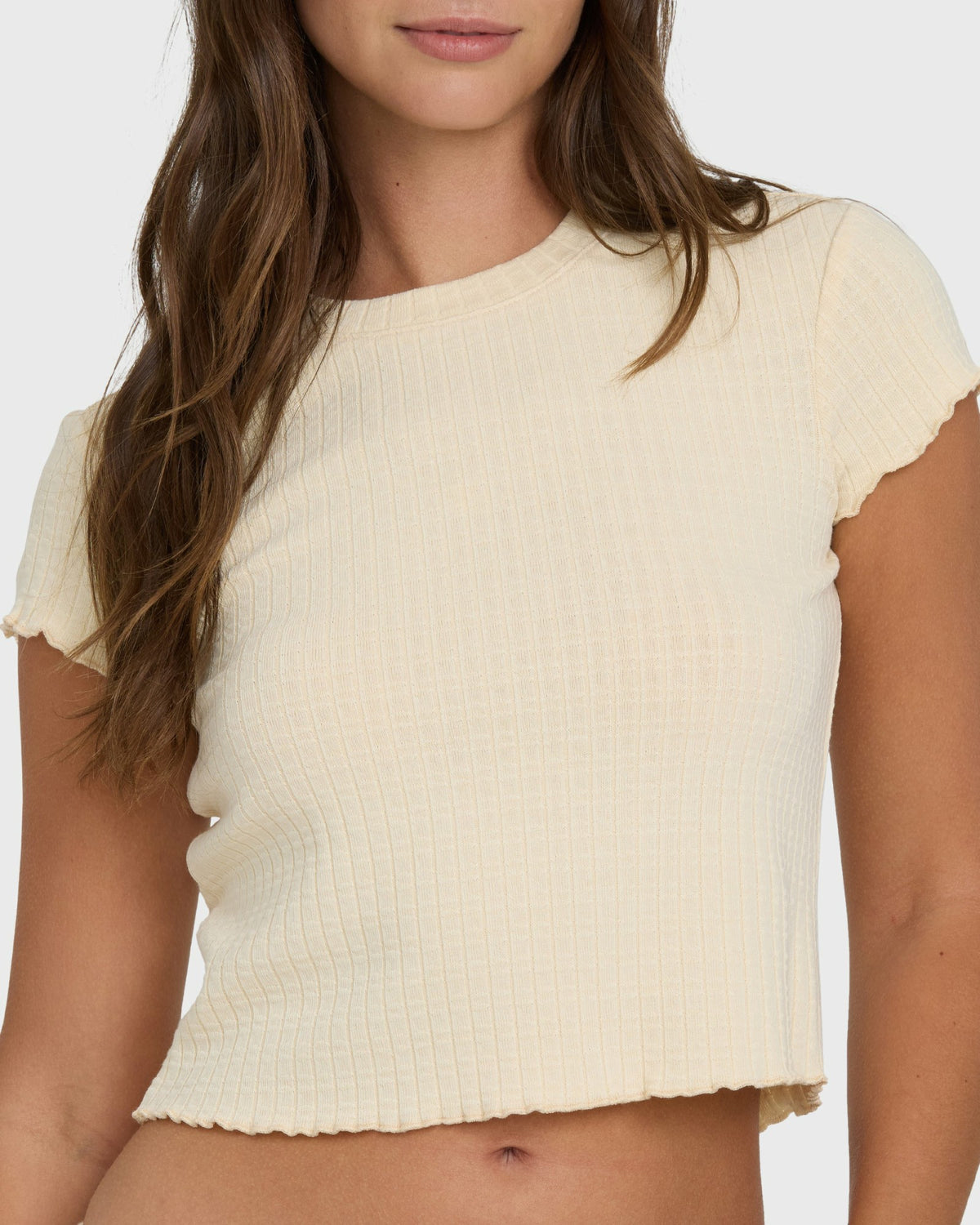 Billabong Women's Shelly Short Sleeve Knit T-Shirt - Dove