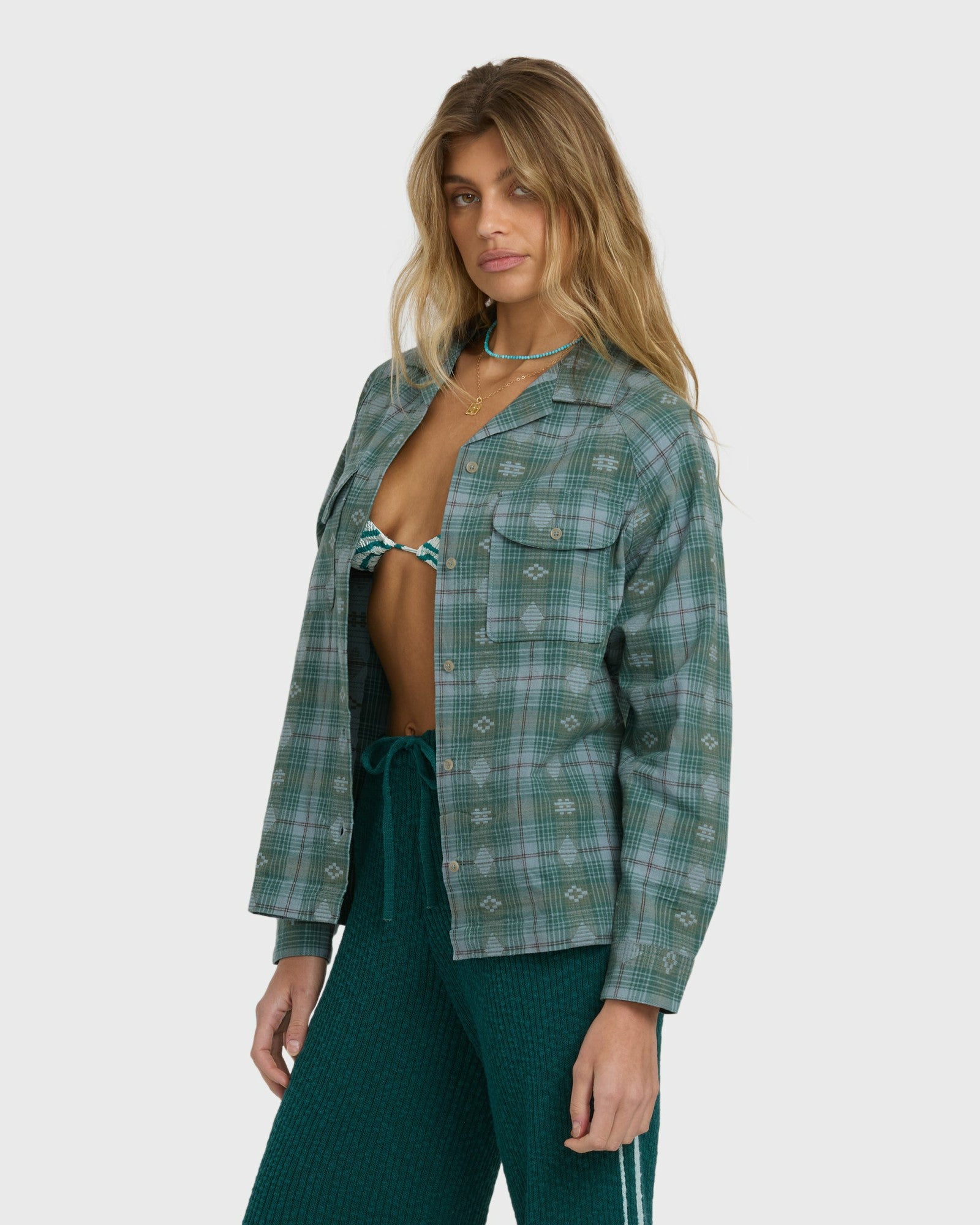 Billabong Women's Coastal Breeze Long Sleeve Shirt - Mineral Blue