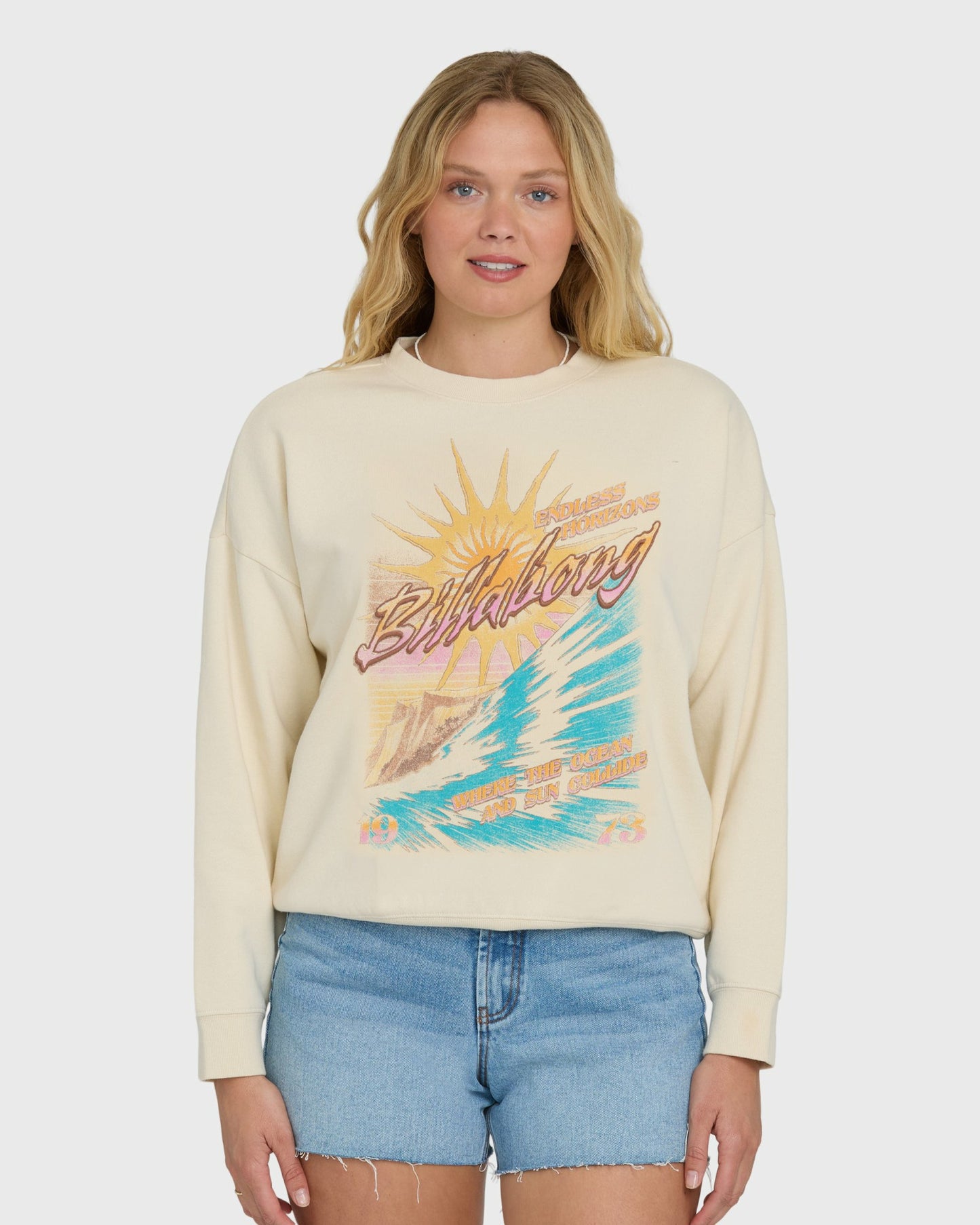 Billabong Women's Echo Crewneck Sweatshirt - White Cap