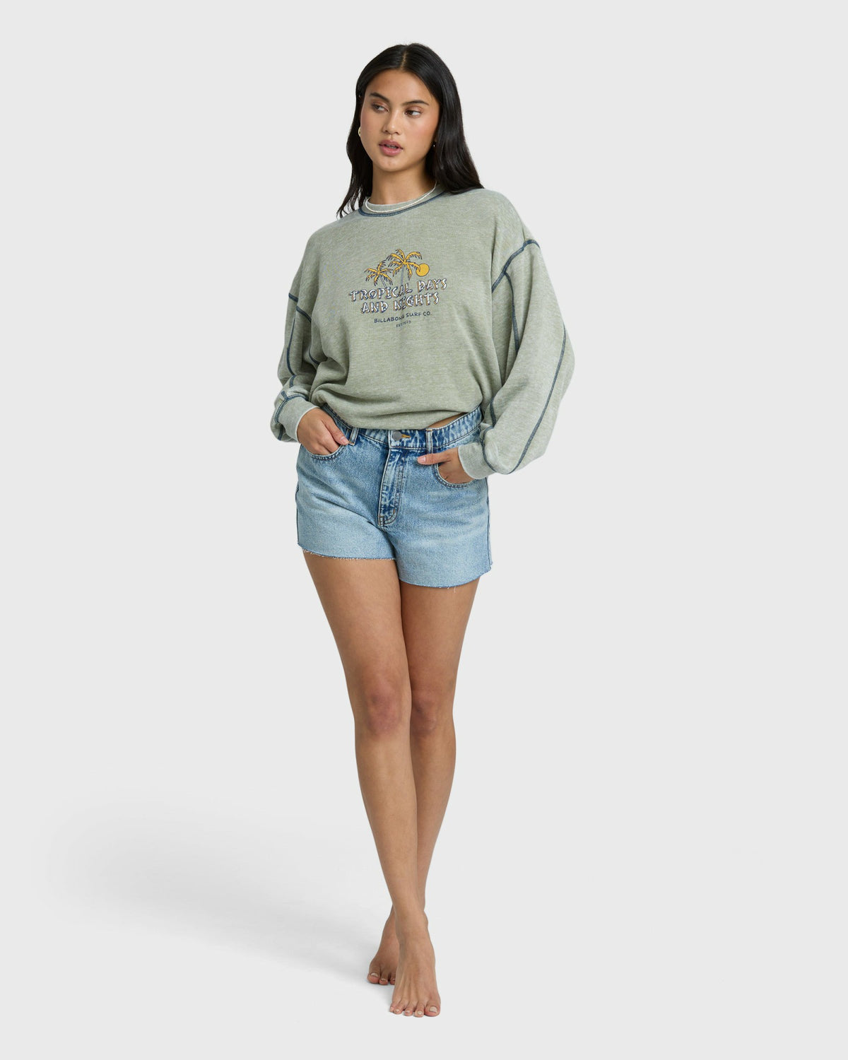 Billabong Women's Sling Trim Denim Shorts - Pacific Blue