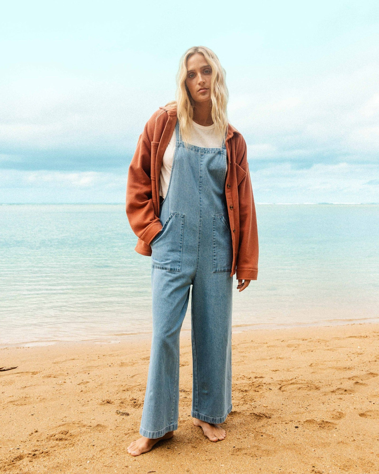 Billabong Women's Pacific Time Denim Overall - Sea Blue