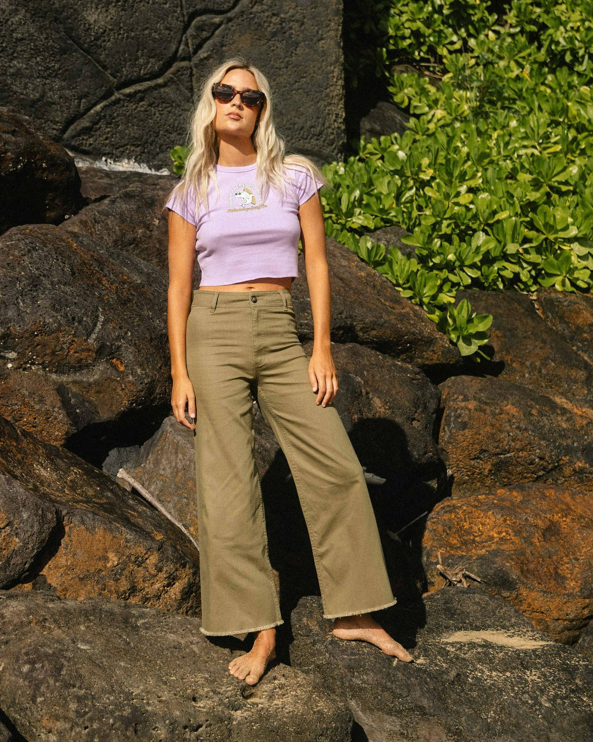 Billabong Women's Free Fall High-Waist Twill Pants - Martini Olive