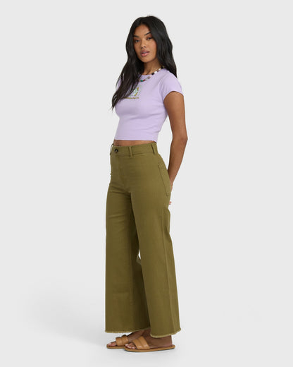 Billabong Women's Free Fall High-Waist Twill Pants - Martini Olive