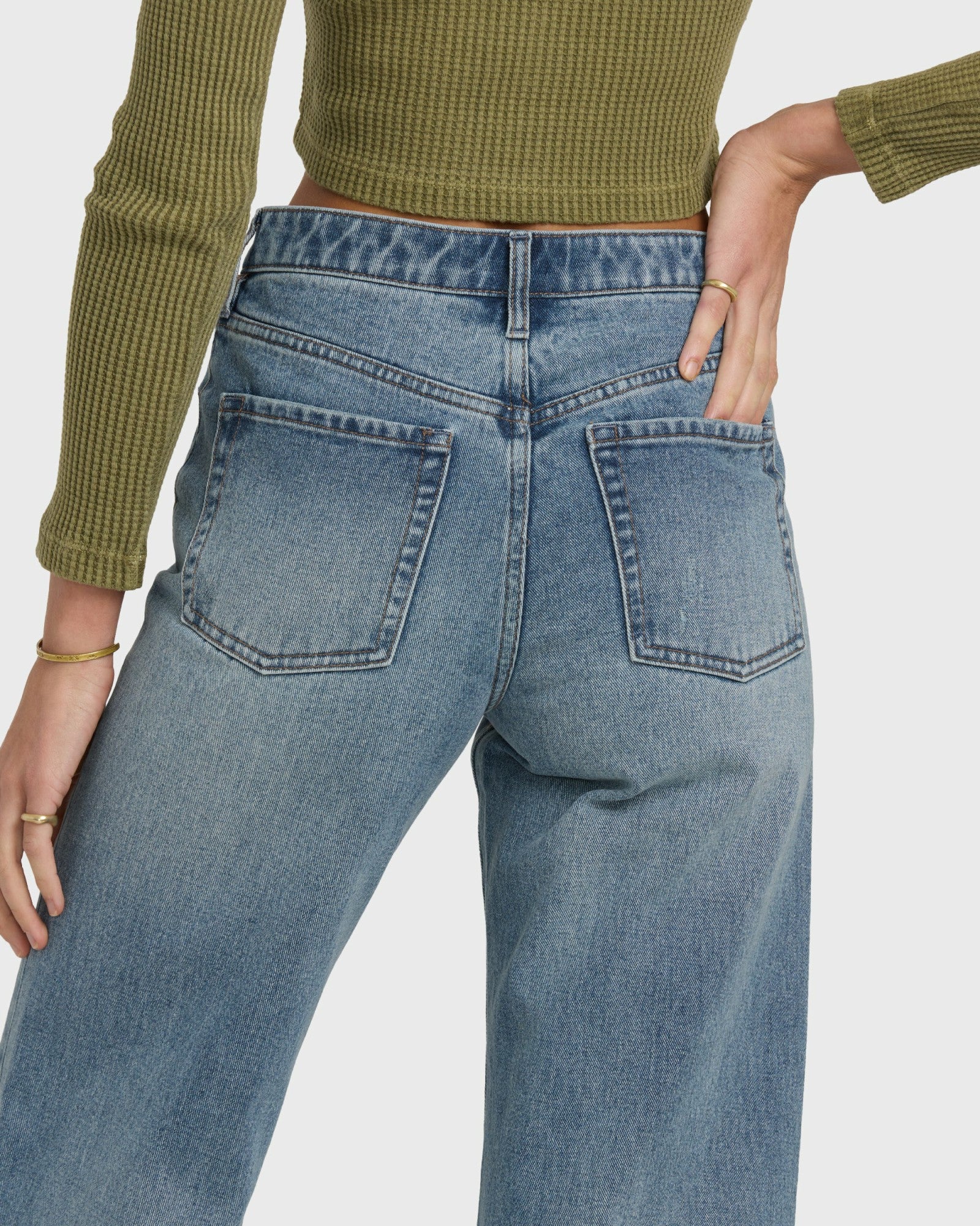 Billabong Women's Free Fall High-Waist Denim Flare Pants - Atlantic Deep