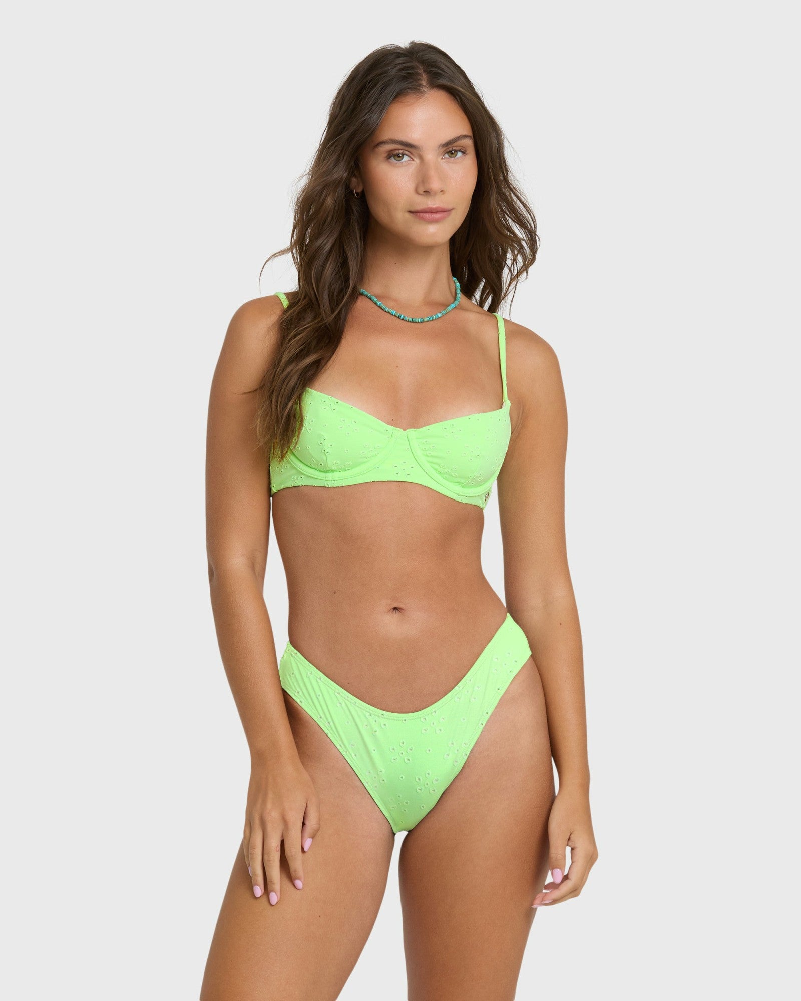 Billabong Women's Simply Sweet Eyelet Helena Underwire Bikini Top - Green Glow