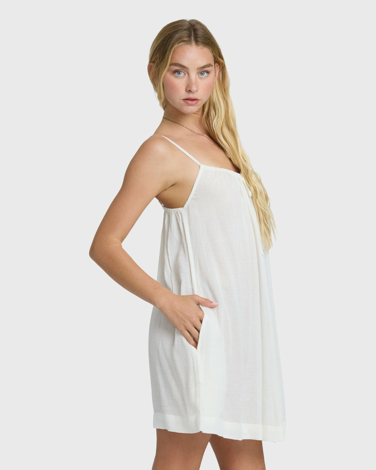 Billabong Women's Beach Song Solid Mini Dress - Salt Crystal