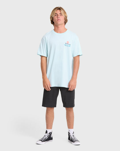 Billabong Men's Lounge Premium Short Sleeve Knit Graphic T-Shirt - Coastal Blue