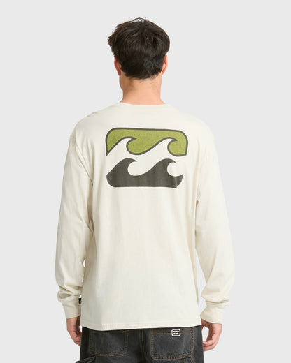 Billabong Men's Crayon Wave Premium Long Sleeve Knit T-Shirt - Oatmeal