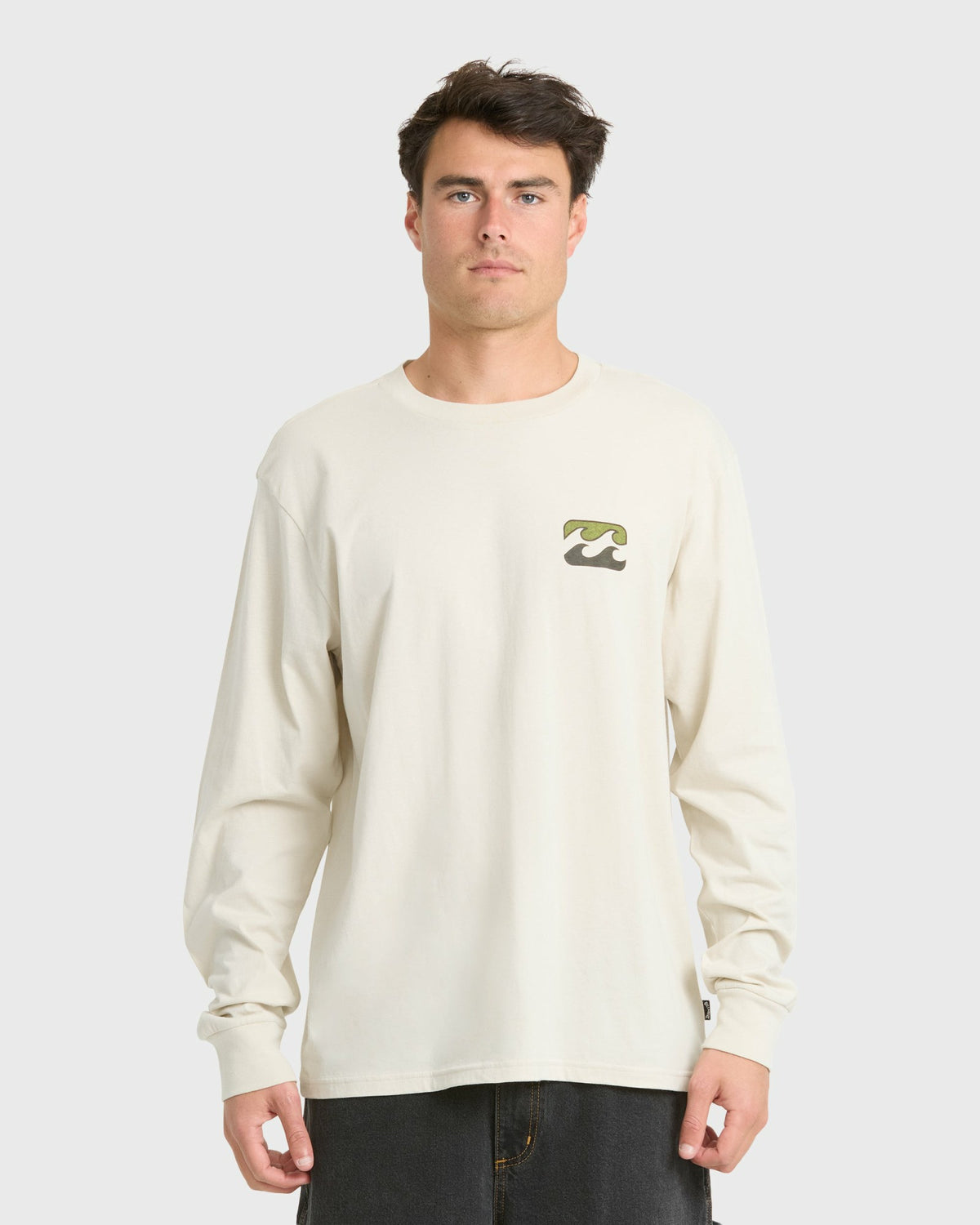 Billabong Men's Crayon Wave Premium Long Sleeve Knit T-Shirt - Oatmeal