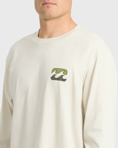 Billabong Men's Crayon Wave Premium Long Sleeve Knit T-Shirt - Oatmeal