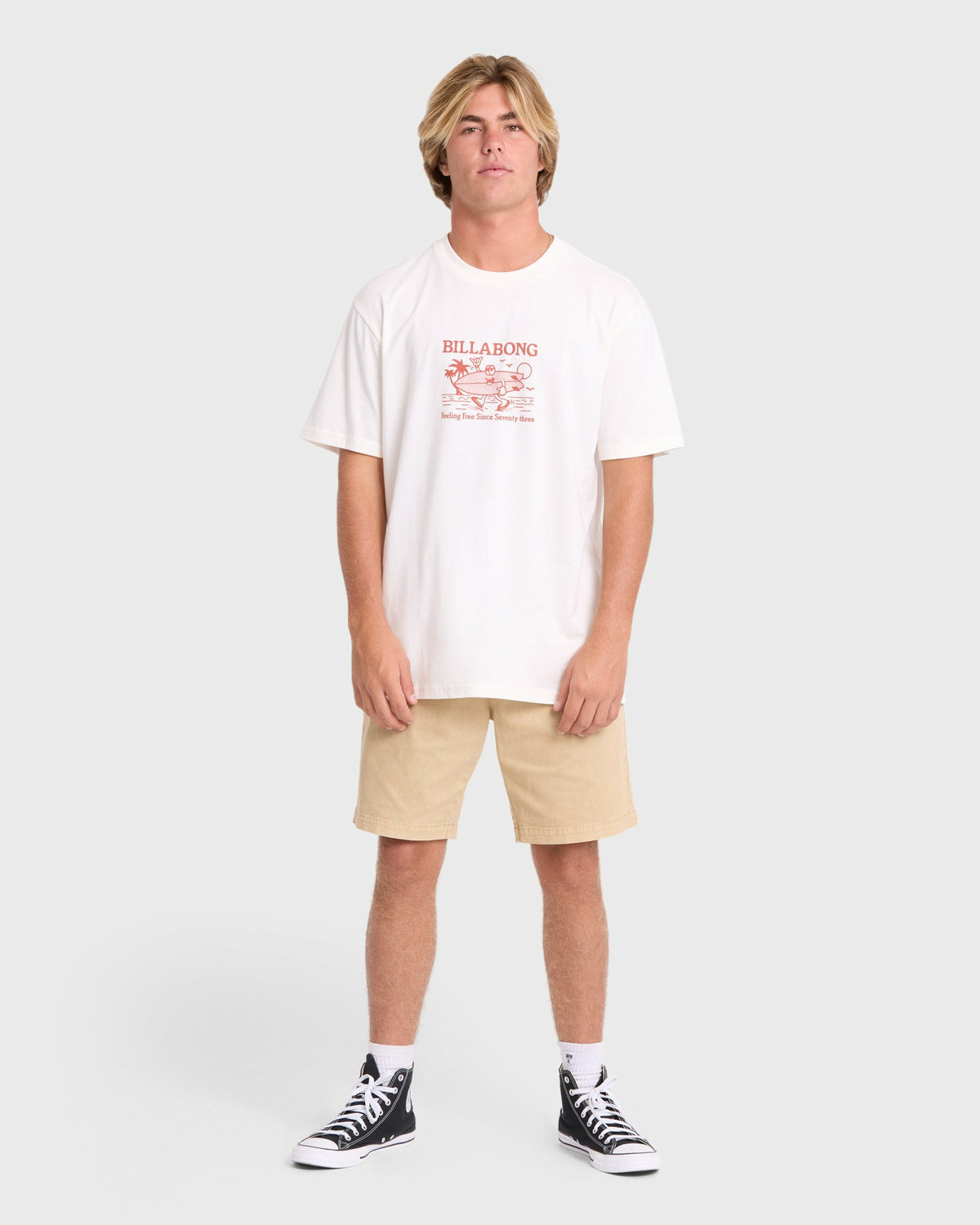 Billabong Men's Twinny Premium Short Sleeve Knit T-Shirt - Off White