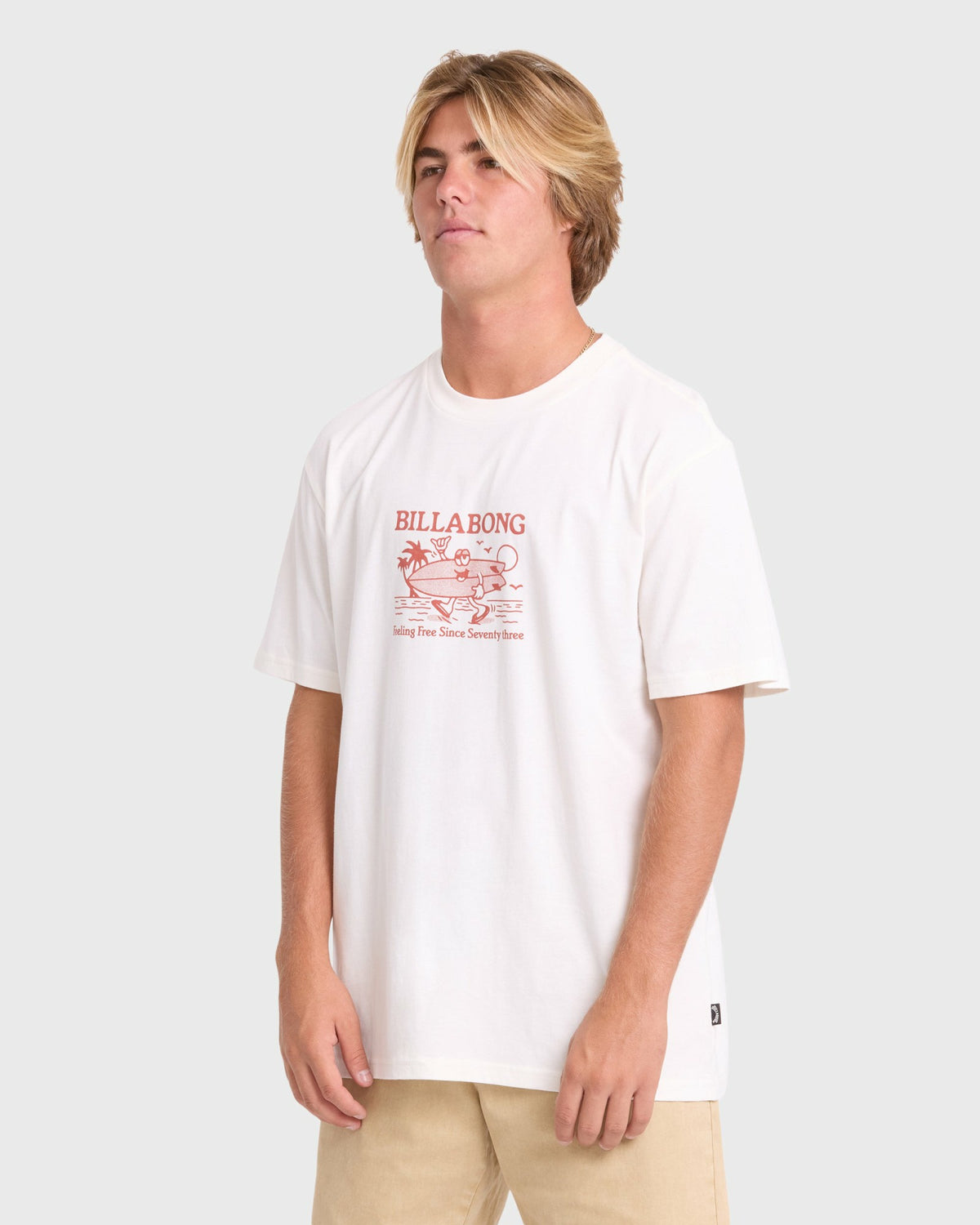 Billabong Men's Twinny Premium Short Sleeve Knit T-Shirt - Off White