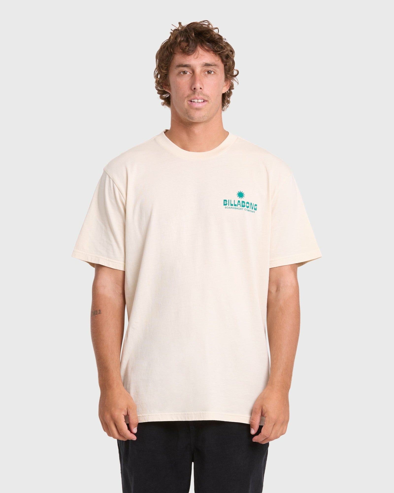 Billabong Men's Glance Wave Washed Premium Short Sleeve Knit T-Shirt - Oatmeal