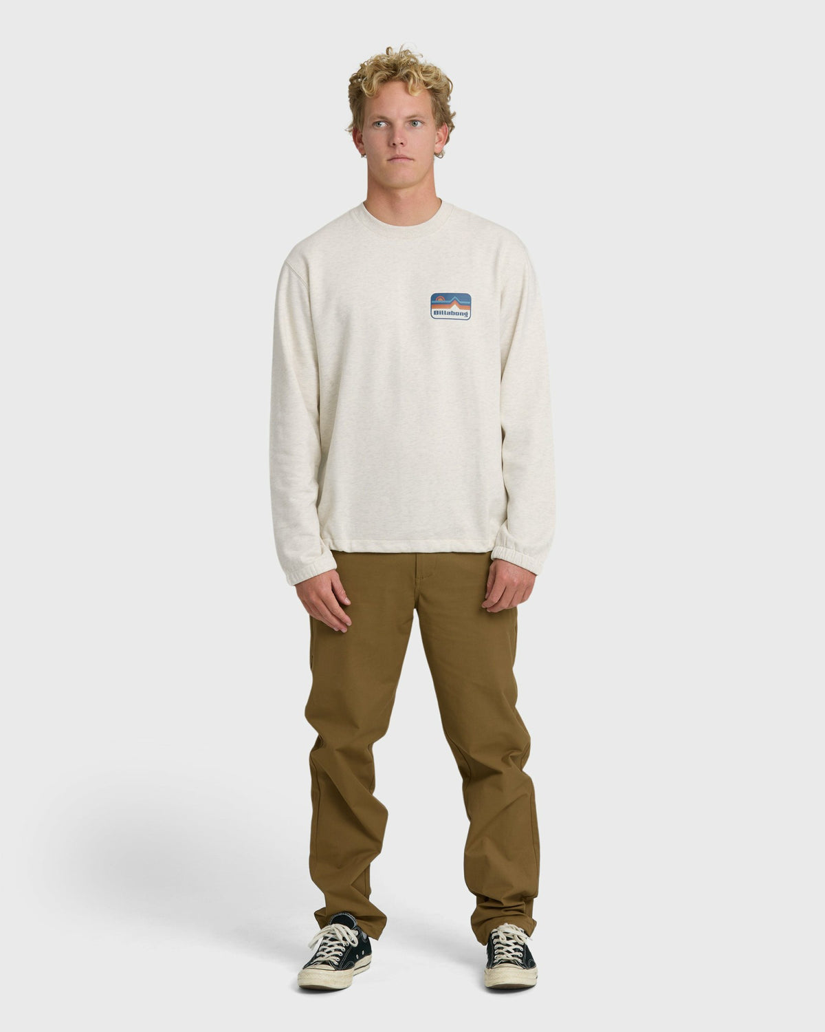 Billabong Men's Compass Crewneck Sweatshirt - Oatmeal Heather.