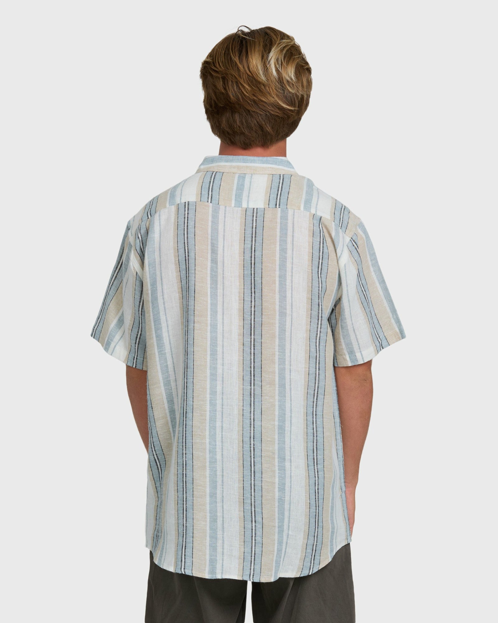 Billabong Men's All Day Stripe Short Sleeve Shirt - Blue\/White